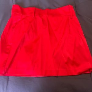 Medium red Satin Mini Skirt With Pockets and belt loops